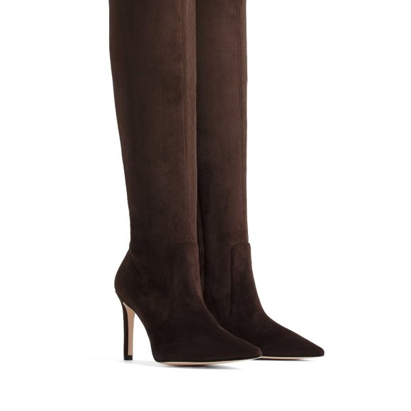 NEW Good American Overtime Over the Knee Suede Chocolate Brown Boots Size 10W - Picture 1 of 4